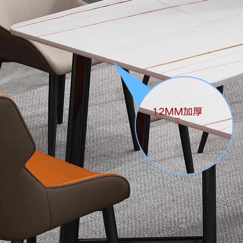 Industrial Sintered Stone Table Restaurant Rectangle Table with Double Pedestal Base Clearhalo ' dining_table' 'Dining Tables & Seating' 'Dining Tables' 'furn' 'furn_dining_table' 'Furniture' 'furniture_dining_table' 'Kitchen & Dining Furniture' 'kitchen&dining_furn' 'kitchen' 'kitchen_dining_table' 1200x1200_7c639602-3984-4b1e-9fd8-20956943e3d2
