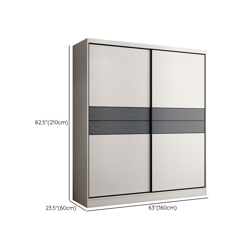 Armoire de garde-robe en bois coulissant à 2 portes Armoire de garde-robe autoportante moderne avec 2 tiroirs