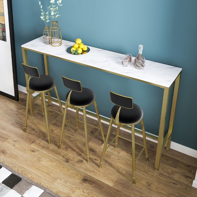 1/2/4 pièces Glam Bar Table Set Rectangle Bistro Ensemble avec haut de pierre blanc