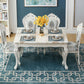 White Stone Top Dining Table Rectangle Dining Table with 4 Wood Legs