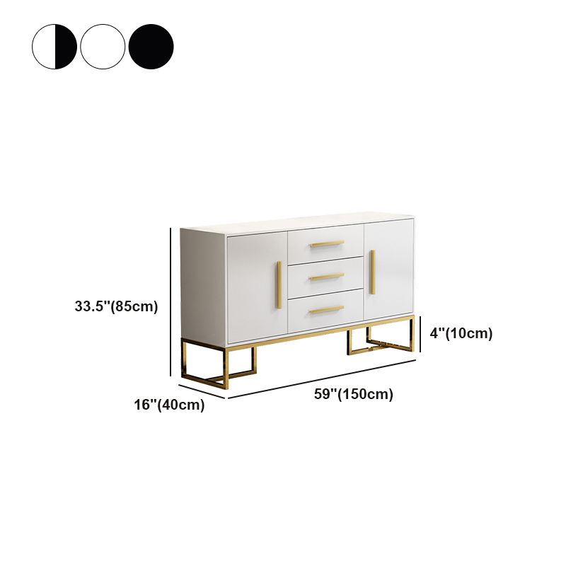 Credenza con counterne in vetro in legno ingegnerizzato a 3 cassetti per la sala da pranzo