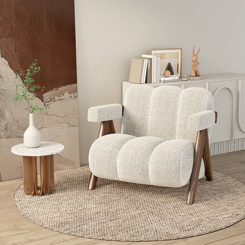 Scandinavian Wood Frame Lounge Chair Sewn Pillow Back Arm Chair Clearhalo 'Accent Chairs' 'accent_chairs' 'Chairs & Seating' 'furn' 'furn_accent_chairs' 'Furniture' 'Living Room Furniture' 1200x1200_7c69e574-7860-4f93-bb4e-81457330df44