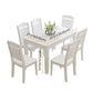 Contemporary Style Marble Dining Set with White Fixed Table and 4 Legs Base for Home Use Clearhalo 'Dining Room Sets' 'Dining Tables & Seating' 'dining_room_set' 'furn' 'furn_dining_room_set' 'Furniture' 'furniture_dining_room_set' 'Kitchen & Dining Furniture' 'kitchen&dining_furn' 'kitchen' 1200x1200_7c6b34e9-8620-485f-86bd-4afb0c4db9c3
