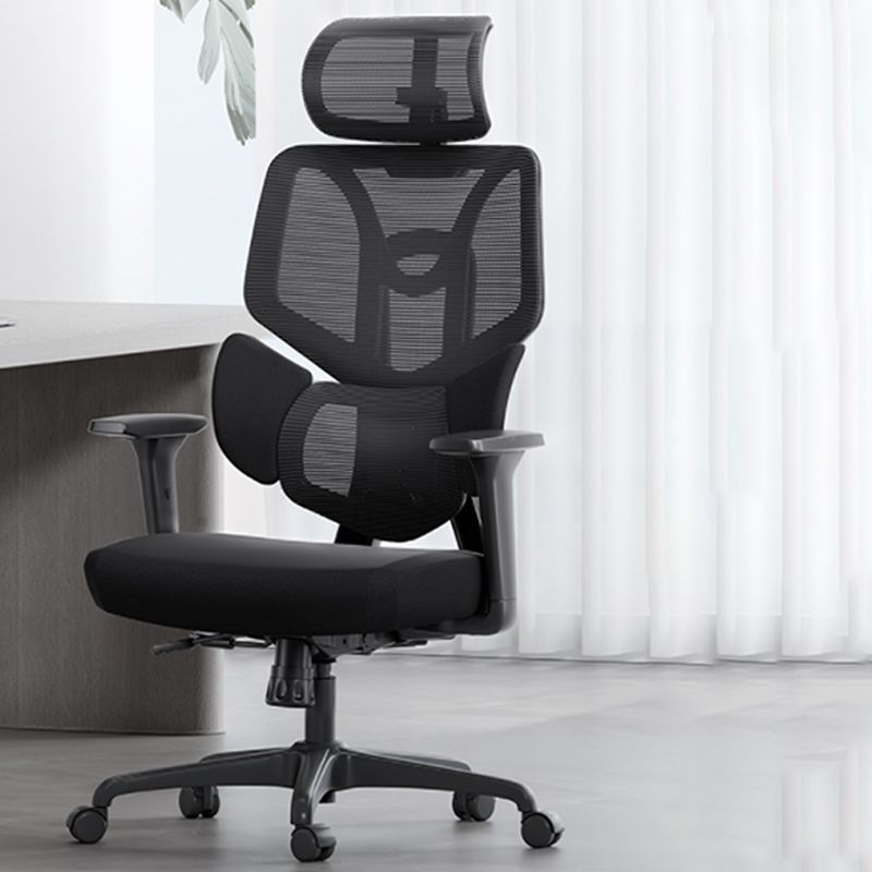 Adjustable Arm Office Chair Modernism Black Desk Chair with Wheels Clearhalo 'furn' 'furn_office_chair' 'Furniture' 'Office Chairs' 'Office Furniture' 'office_chair' 1200x1200_7c6b7db5-afc8-4849-b85d-f0ec04219eb0