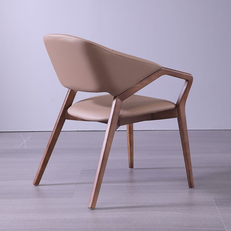 Moderne stijl leer open rug houten frame huis eetstoel stoel