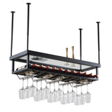 Metal Industrial Wine Holder Rack Hanging with Glass Holder and Storage Shelf Clearhalo 'furn' 'furn_wine_racks' 'Furniture' 'Kitchen & Dining Furniture' 'Wine Racks' 'wine_racks' 1200x1200_7c6ca132-d30d-44bb-a80f-f720b84d36d3