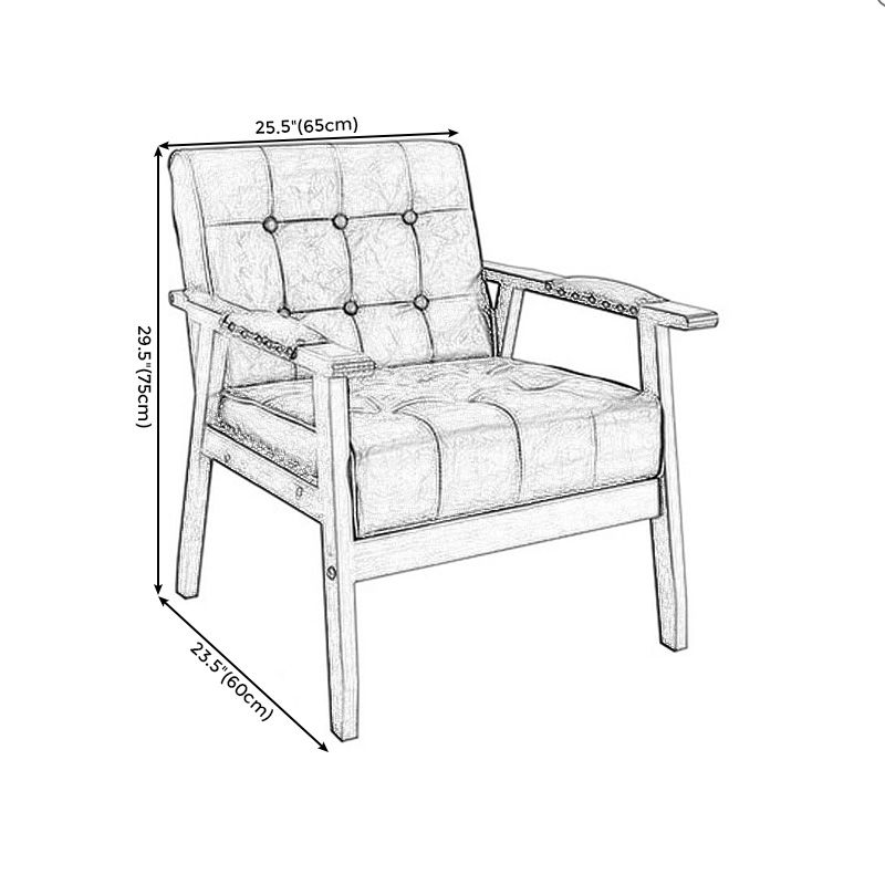 Modern 25.5"W PU Arm Chair with Basic Four Legs and Tufted Back