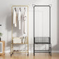 Contemporary Metal Coat Hanger Storage Basket Lower Shelf and Castor Entry Hall Tree