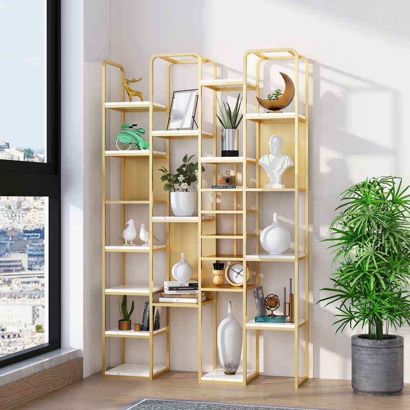 Glam Style Metal Bookshelf Open Etagere Shelf Bookcase for Home Office Clearhalo 'Bookcases' 'furn' 'furn_bookcases' 'Furniture' 'furniture_bookcases' 'Office Furniture' 1200x1200_7c6e29b0-ca63-43ac-8e84-450f1849f03b