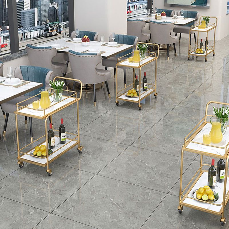 Metal Modern Prep Table Rolling Rectangular 33.86"H Prep Table for Dining Room