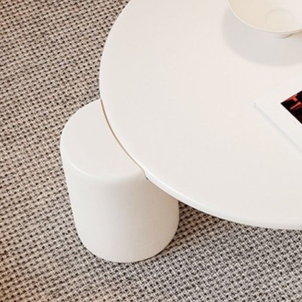 Tavolino moderno in legno massiccio rotondo con caffè a 4 gambe o tavolino