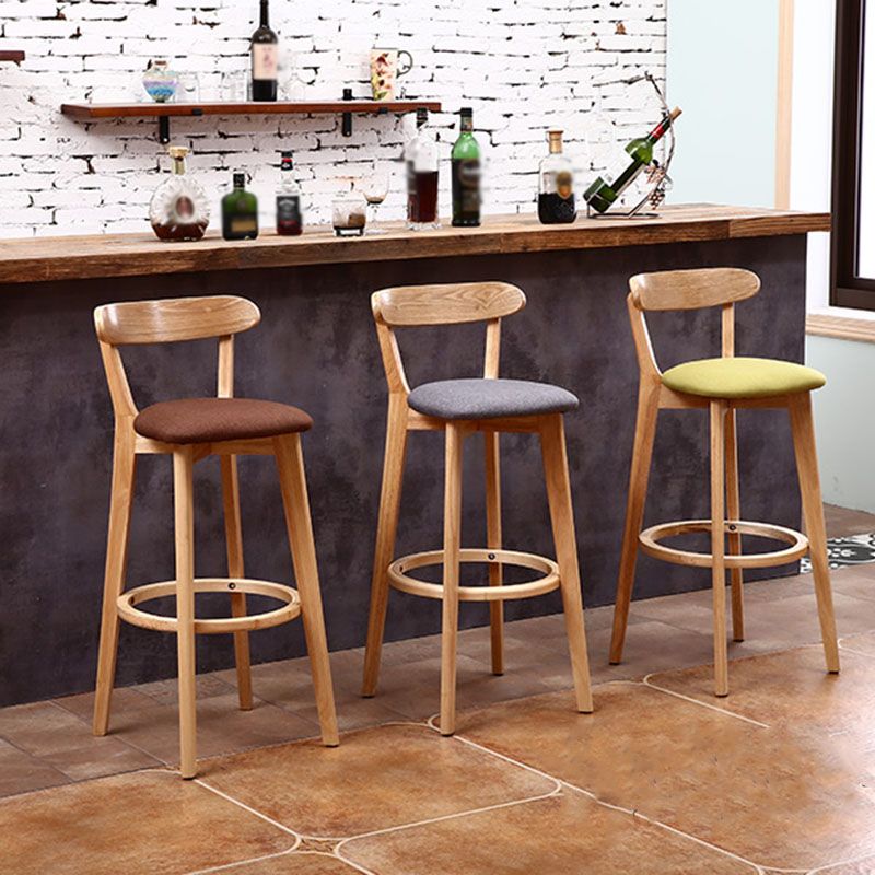 Scandinavian Rubberwood Coffee Shop Stool Footrest Upholstered Bar Stools Clearhalo 'Bar Furniture' 'Bar Stools' 'bar_stools' 'furn' 'furn_bar_stools' 'Furniture' 'furniture_bar_stools' 'Kitchen & Dining Furniture' 1200x1200_7c71385c-7acb-4d05-9019-02de5614d389