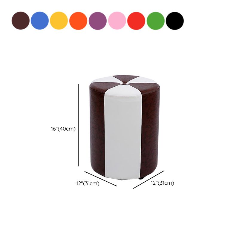 Modern Ottoman Faux Leather Upholstered Stripe Printed Cylinder Shape Ottoman Clearhalo 'furn' 'furn_ottomans_poufs' 'Furniture' 'Living Room Furniture' 'Ottomans & Poufs' 'ottomans_poufs' 1200x1200_7c714406-4cca-45a5-84d0-f4cd63b4733b