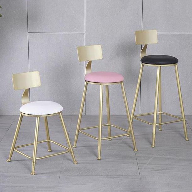 Taburete de respaldo de respaldo sin brazo de glamour taburete de barra de cocina de hierro con pedal y cojín