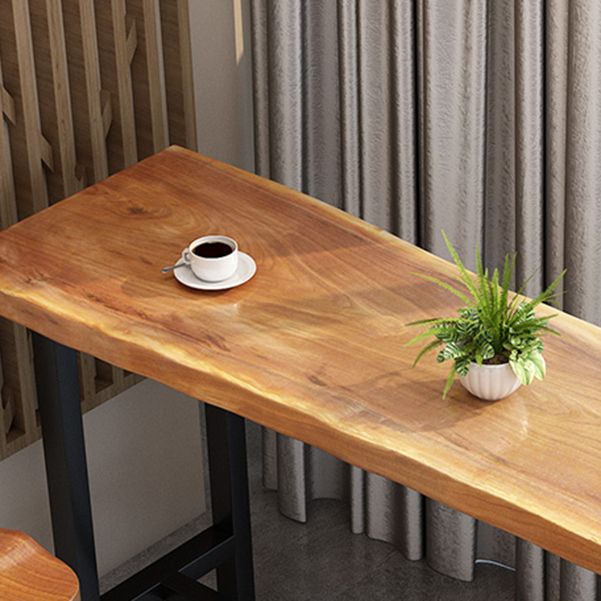 Industrial Bar Dining Table Pine Wood Bar Table with Trestle Base Clearhalo 'Bar Furniture' 'Bar Tables' 'bar_tables' 'Furniture' 'furniture_bar_tables' 'Kitchen & Dining Furniture' 1200x1200_7c72d96b-0f32-42af-bf4f-f6138309fb3a