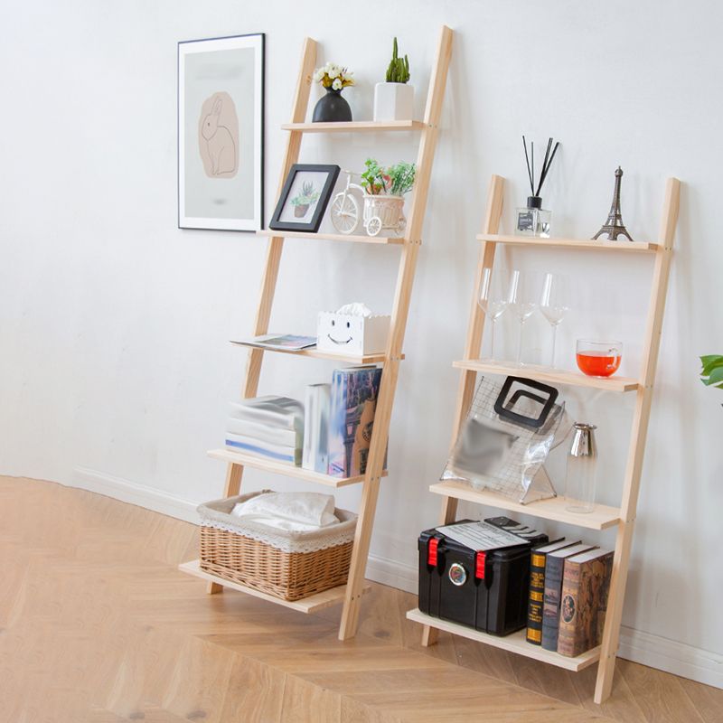 Contemporary Ladder Bookcase Solid Wood Open Back Bookshelf with Shelves Clearhalo 'Bookcases' 'furn' 'furn_bookcases' 'Furniture' 'Office Furniture' 1200x1200_7c73d0f6-1b46-4ac5-ab66-15a739ea3a7d