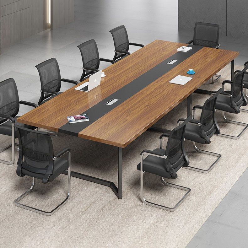 Modern Manufactured Wood Office Desk Rectangular Desk with Cable Management Clearhalo 'furn' 'furn_office_desk' 'Furniture' 'Office Desks' 'Office Furniture' 'office_desk' 1200x1200_7c73e786-6561-4d14-aa9d-8eab92bed7e2