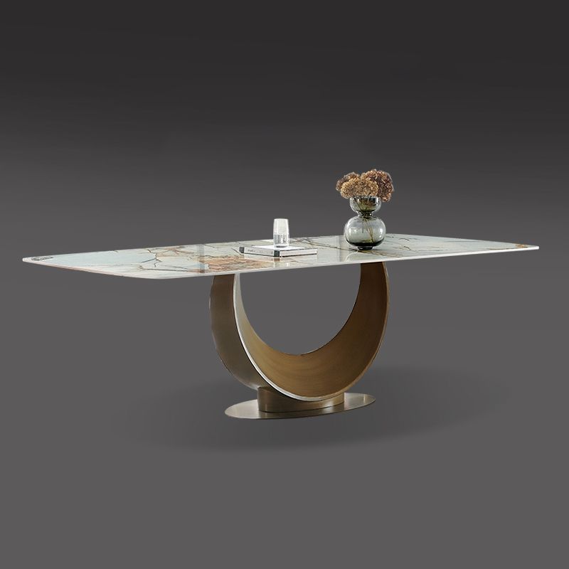 Metal Traditional Luxury Rectangular Dining Table Sintered Stone Dining Table with Pedestal Clearhalo ' dining_table' 'Dining Tables & Seating' 'Dining Tables' 'furn' 'furn_dining_table' 'Furniture' 'furniture_dining_table' 'Kitchen & Dining Furniture' 'kitchen&dining_furn' 'kitchen' 'kitchen_dining_table' 1200x1200_7c745e05-bf4d-49ab-87ca-0a607248b5c3