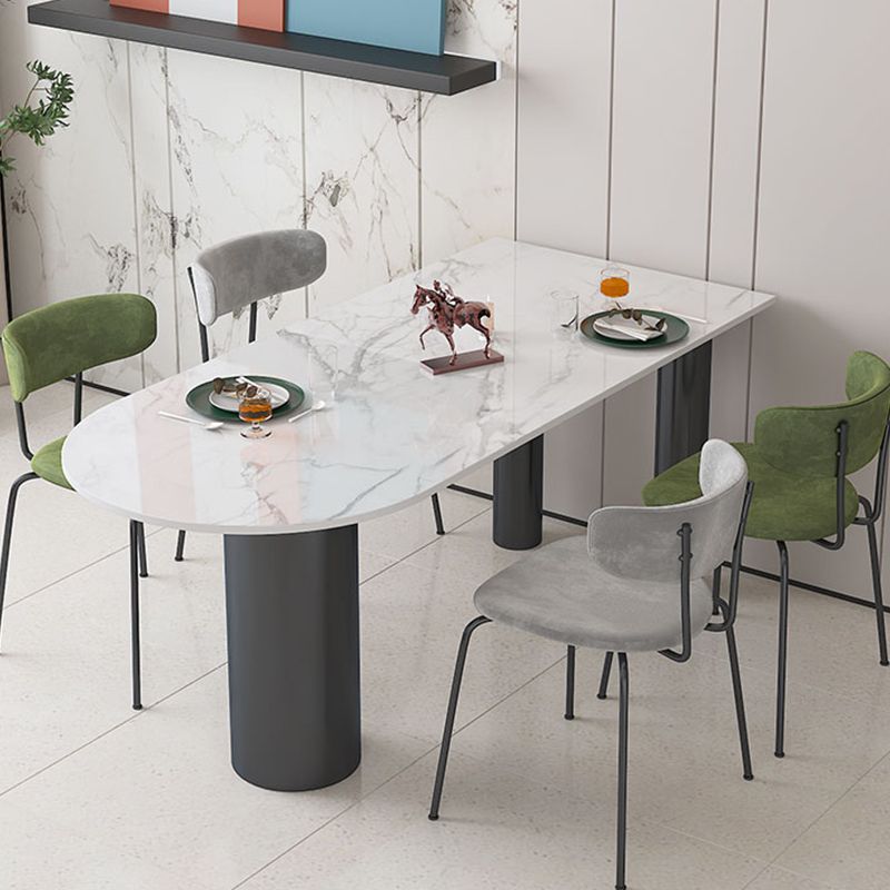 Sintered Stone Dining Table Modern White Top Dining Table with Black Frame Clearhalo 'Dining Tables & Seating' 'Dining Tables' 'dining_table' 'furn' 'furn_dining_table' 'Furniture' 'Kitchen & Dining Furniture' 1200x1200_7c78c459-9964-4e8e-9adc-e6e5699dae3e