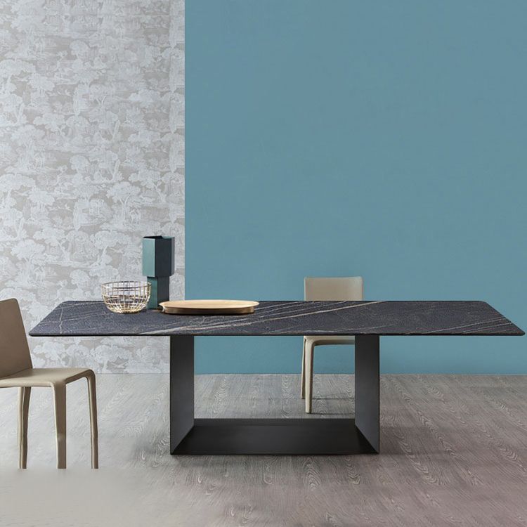 Industrial Sintered Stone Dining Table Rectangle Shape Standard Dining Table for Kitchen Clearhalo ' dining_table' 'Dining Tables & Seating' 'Dining Tables' 'furn' 'furn_dining_table' 'Furniture' 'furniture_dining_table' 'Kitchen & Dining Furniture' 'kitchen&dining_furn' 'kitchen' 'kitchen_dining_table' 1200x1200_7c794df1-4952-434a-9020-e43e2c4c079f