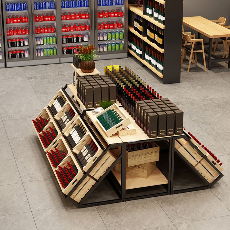 Freestanding Wooden Wine Rack Bottle Industrial Bottle Rack in Natural Wood Clearhalo 'furn' 'furn_wine_racks' 'Furniture' 'Kitchen & Dining Furniture' 'Wine Racks' 'wine_racks' 1200x1200_7c797b71-8729-4807-a94c-ecb8cf88279d