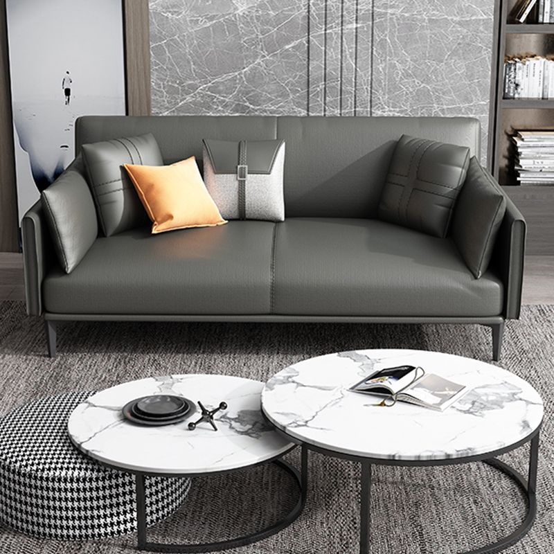 Contemporary Genuine Leather Square Arm Sofa Standard Sofa for Living Room Clearhalo 'furn' 'furn_sofas' 'Furniture' 'furniture_sofas' 'Living Room Furniture' 'Sofa' 'sofas' 1200x1200_7c7aae6d-d0c7-4861-850c-e9847c74499a