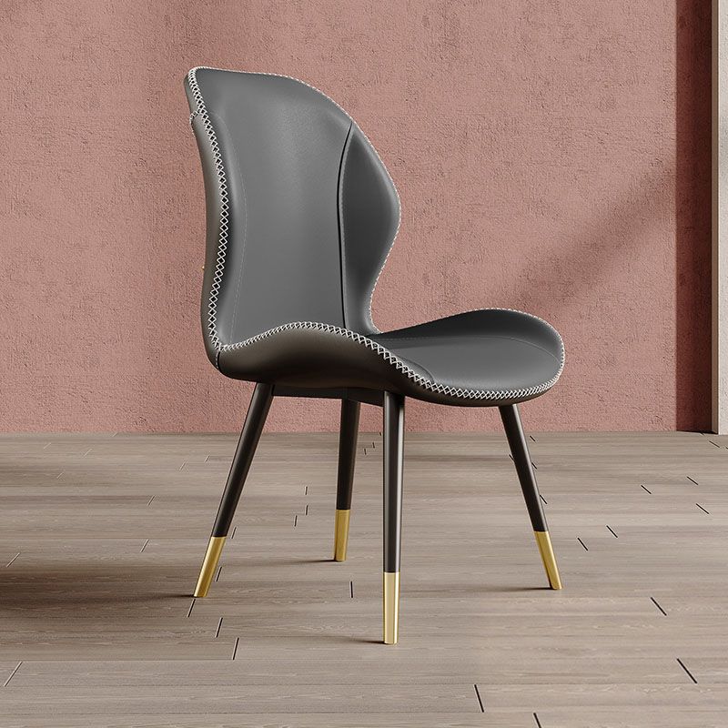 Glam Leather Dining Chair Wingback Side Furniture in Matte Finish for Indoor Clearhalo 'Dining Chairs' 'Dining Tables & Seating' 'dining_chair' 'furn' 'furn_dining_chair' 'Furniture' 'Kitchen & Dining Furniture' 1200x1200_7c7ae7d6-0f65-4da5-b64e-dd3f66752f78