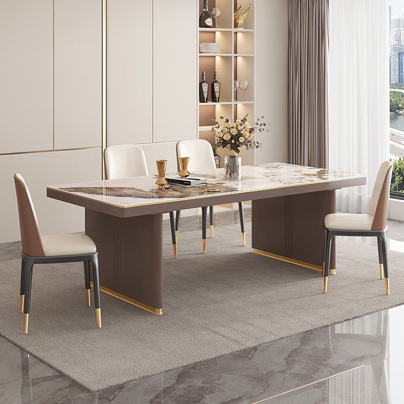 Traditional Luxury Style Dining Table Sintered Stone Table with Double Pedestal Clearhalo ' dining_table' 'Dining Tables & Seating' 'Dining Tables' 'furn' 'furn_dining_table' 'Furniture' 'furniture_dining_table' 'Kitchen & Dining Furniture' 'kitchen&dining_furn' 'kitchen' 'kitchen_dining_table' 1200x1200_7c7da955-6434-4cb0-b570-59e4e31f34fa