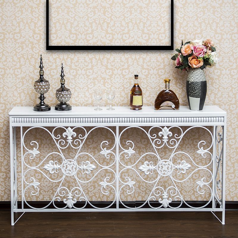 フランスの田舎の木製フレームコンソールテーブルホールダークブラウン＆ホワイトソファテーブルの長方形