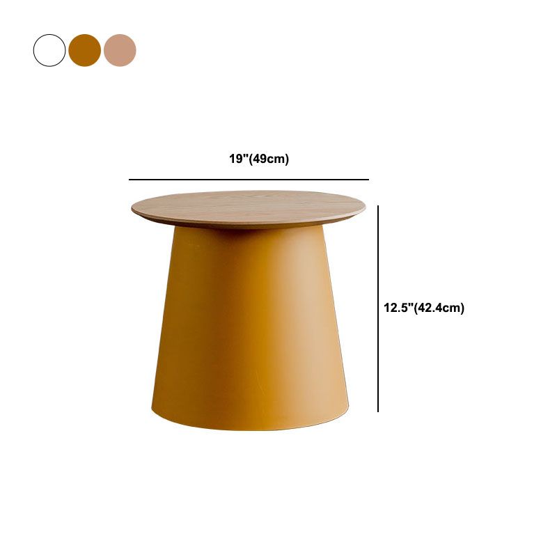 Contemporary Wooden Round Top Table Acrylic Pedestal End Table