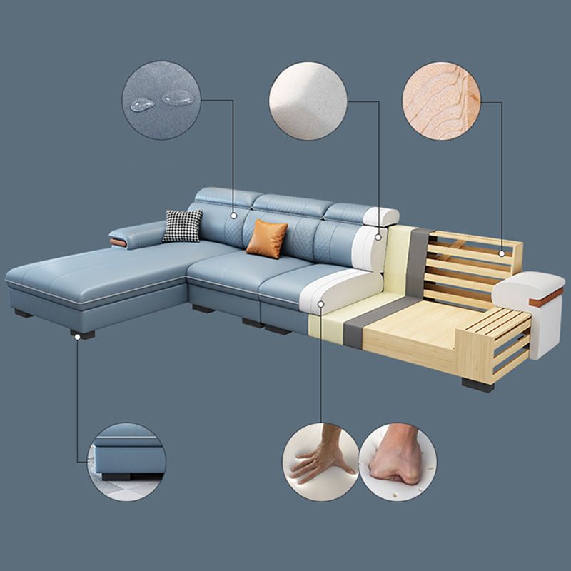 Sofá de cuero moderno con almohada con brazo superior para sala de estar