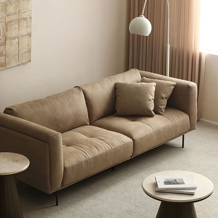 Tufted Modern Faux Leather Sofa Tuxedo Arm Cushions Sofa - 31.5" H