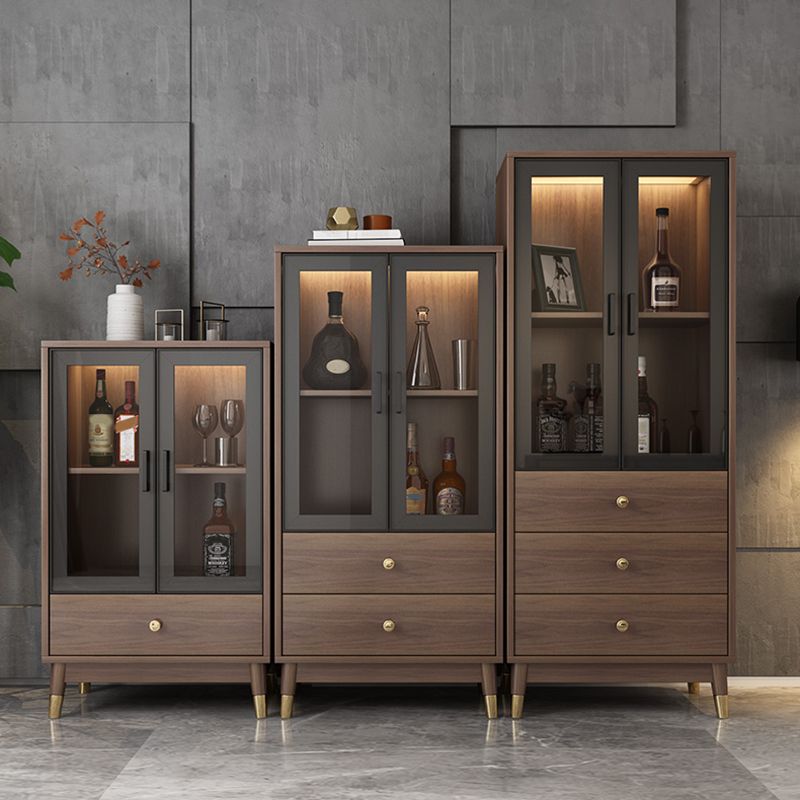 Faux Wood Modern Display Cabinet Glass Doors Storage Cabinet with Drawers for Bedroom Clearhalo 'Display & China Cabinets' 'display_china_cabinets' 'furn' 'furn_display_china_cabinets' 'Furniture' 'Kitchen & Dining Furniture' 1200x1200_7c81eed7-9a64-4253-b71f-561aa4c8c594