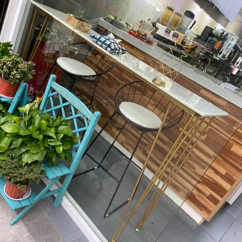 White Glam Style Table in Faux Marble and Metal Milk Tea Shop Bar Table Clearhalo 'Bar Furniture' 'Bar Tables' 'bar_tables' 'furn' 'furn_bar_tables' 'Furniture' 'furniture_bar_tables' 'Kitchen & Dining Furniture' 1200x1200_7c827ff0-ee63-4deb-91ea-199bc6177c8a