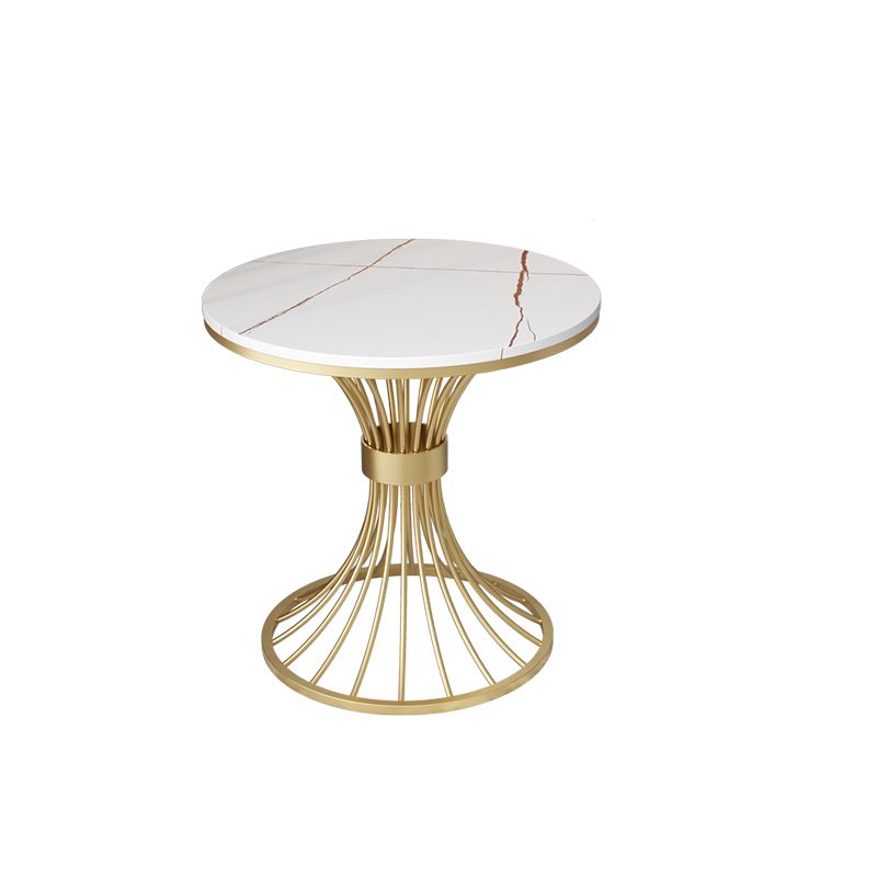 Modern Round Marble Top Side Table Ironcraft Pedestal End Table