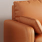 Contemporary Faux Leather Pillows Square Arm Living Room 3 Seater Seating