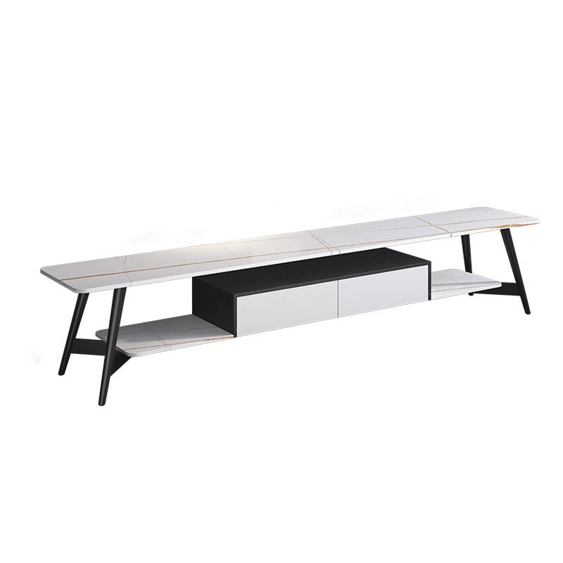 Mueble de TV nórdico para sala de estar, soporte de TV de arte del hierro con placa de roca Simple y moderna