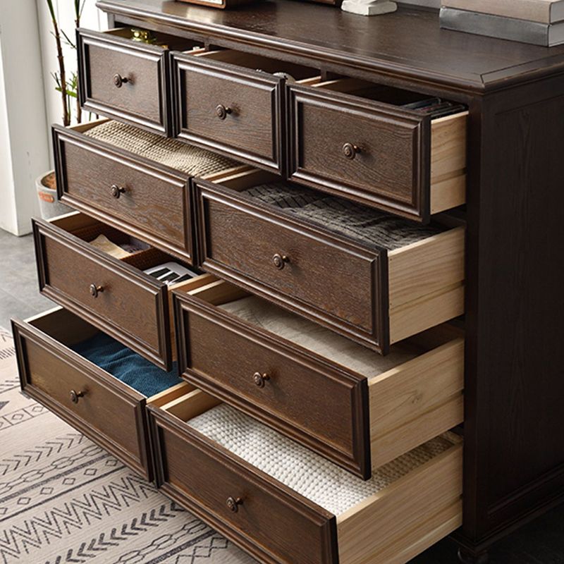Commode de rangement en bois massif, commode traditionnelle avec tiroirs