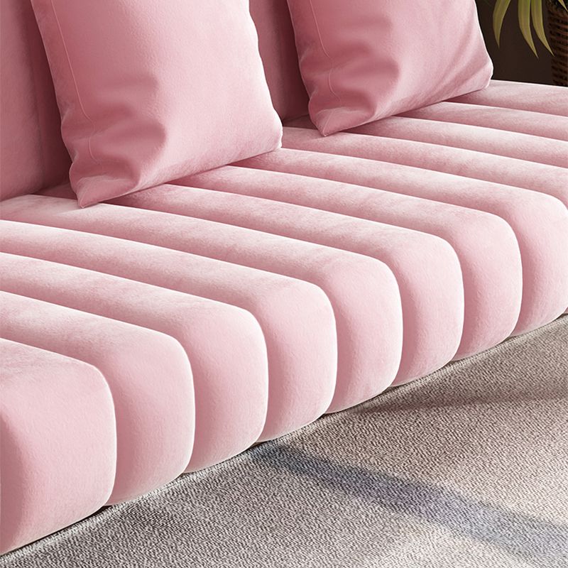 Velvet Recessed Arm Sofa Contemporary Standard Sofa with Sewn Pillow Back Clearhalo 'furn' 'furn_sofas' 'Furniture' 'Living Room Furniture' 'Sofa' 'sofas' 1200x1200_7c885495-5fb9-4102-a212-e45b2c7e030d