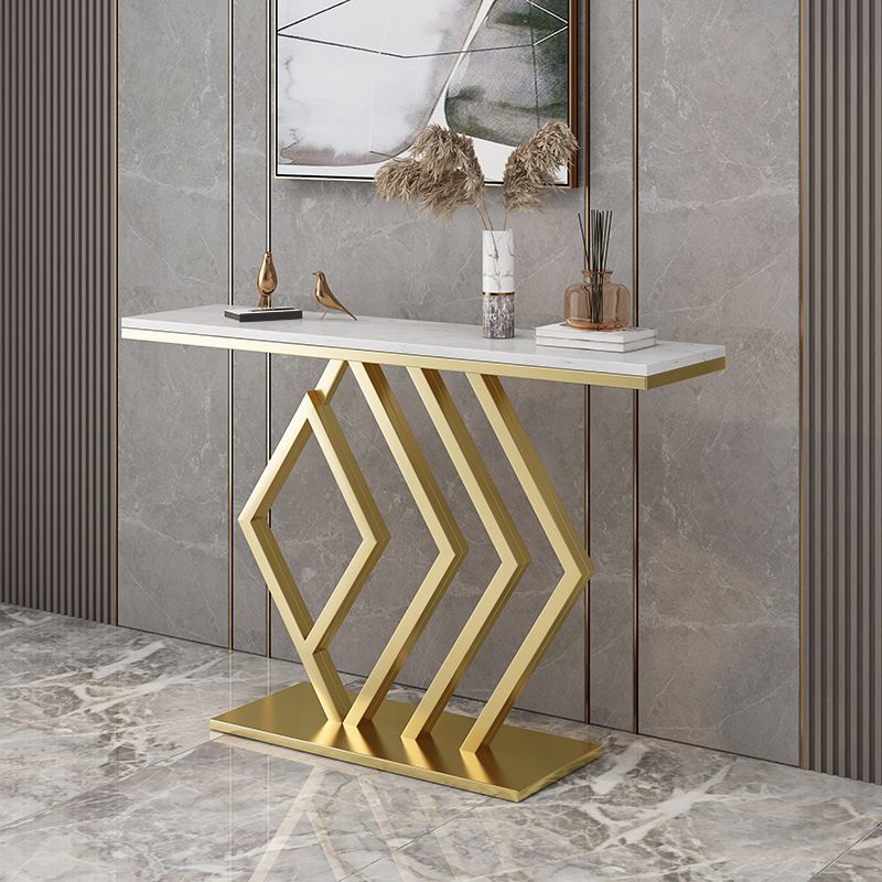 Glam Accent Table Antique Finish Console Sofa Table in Marble Clearhalo 'Console Tables' 'console_tables' 'Entry & Mudroom Furniture' 'furn' 'furn_console_tables' 'Furniture' 1200x1200_7c8912cf-c35d-4495-8e96-f8efe0bca040