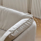 Modern Cream Faux Leather Sofa Pillow Top Arm Sewn Pillow Back Sofa