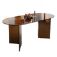 Glass Dining table Modern Oval Dining Table with Double Pedestal