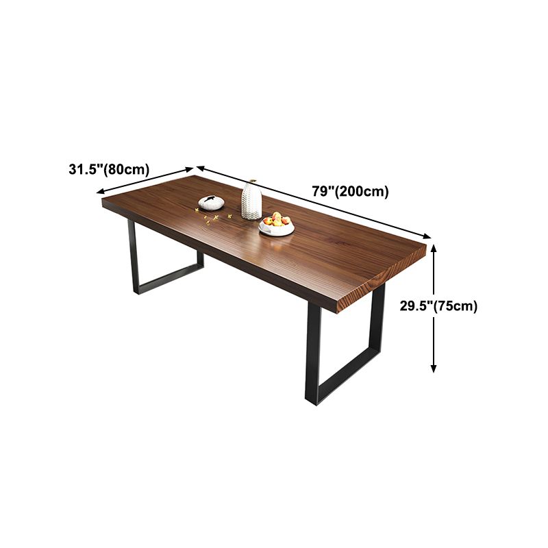 Modern Solid Wood Table Rectangular Pine Wood Dining Table with Black Sled Base Clearhalo 'Dining Tables & Seating' 'Dining Tables' 'dining_table' 'furn' 'furn_dining_table' 'Furniture' 'furniture_dining_table' 'Kitchen & Dining Furniture' 'kitchen' 'kitchen_dining_table' 1200x1200_7c8af480-47e5-40b6-bd75-ec2d8cd44455