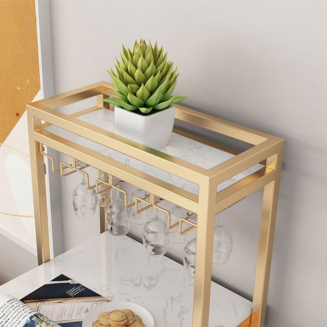 Modern Gold Iron Bar Dining Table Faux Marble Top Indoor Bistro Table with Wine Rack Clearhalo 'Bar Furniture' 'Bar Tables' 'bar_tables' 'furn' 'furn_bar_tables' 'Furniture' 'furniture_bar_tables' 'Kitchen & Dining Furniture' 1200x1200_7c8b457a-e49f-4f48-bf91-1cfa1fc9a749