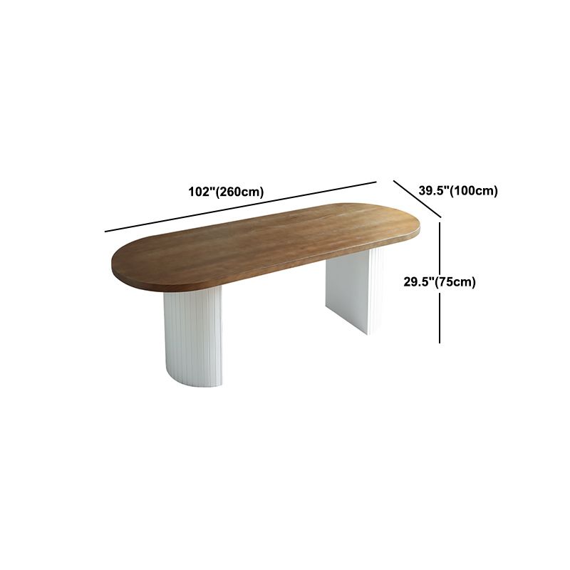Pine Solid Wood Dining Table Oval Dining Table with Double Pedestal