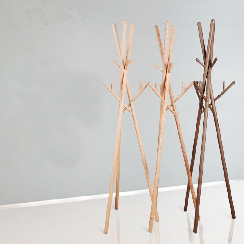 Entrada de árbol de madera KT con ganchos percha de pie independiente