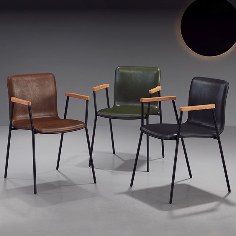 Industrial Metal Chair Dining Room Faux Leather Upholstered Arm Chair Clearhalo 'Dining Chairs' 'Dining Tables & Seating' 'dining_chair' 'furn' 'furn_dining_chair' 'Furniture' 'Kitchen & Dining Furniture' 1200x1200_7c8c27dc-b6c6-4250-bafb-1ff7eceba48e