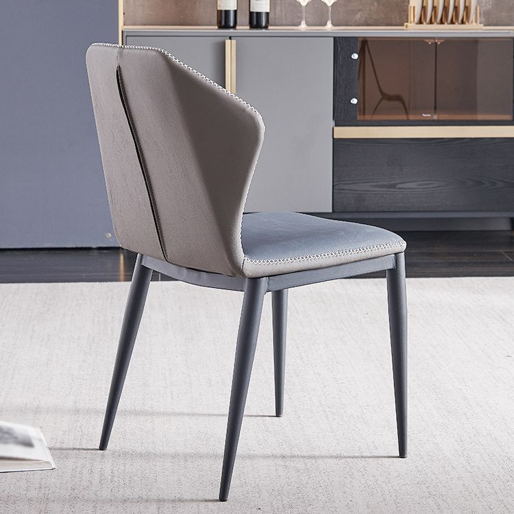 Contemporary Dining Room Chairs Matte Finish Leather Curved Parsons Side Chair