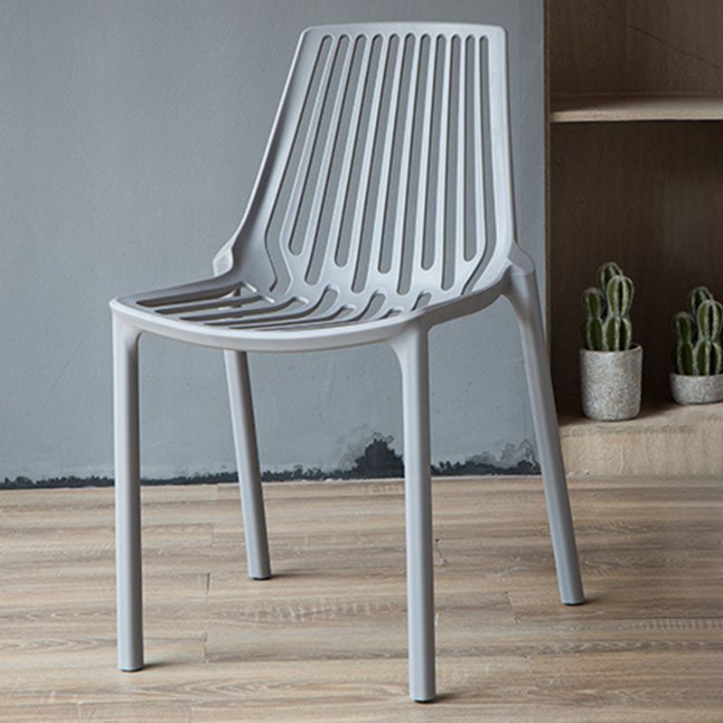 Nordic Armless Side Chairs Slat Back Chair with Plastic Legs for Home Use