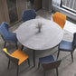 Round Stone Dining Table Modern Extendable Dining Table with 4 Legs in Matte Finish